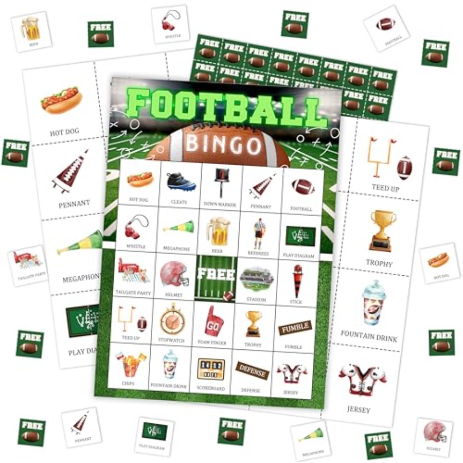 Party Games For Adults Large Group - Futbol Partisi Bingo Oyun Kartı, Yetişkinler